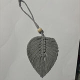 Darrahopens Home & Garden > Decor > Garden Ornaments 4 PCS Macrame Leaf Wall Hanging Set Handmade Cotton Boho Feather Ornaments Green & Beige for Nursery Home Decor
