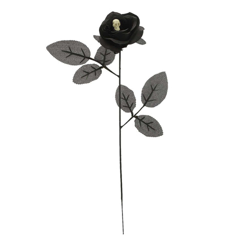 Darrahopens Home & Garden > Decor > Garden Ornaments Artificial Rose Lifelike Decorative Bendable Fake Flower With Skull Head for Halloween Party Black In Australia - Darrahopens