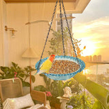 Darrahopens Home & Garden > Decor > Garden Ornaments Bird Bath Hanging Seed Feeder Garden Plate Hanging Tray for Wild Backyard Attracting Birds (Blue- single layer)