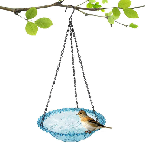 Darrahopens Home & Garden > Decor > Garden Ornaments Bird Bath Hanging Seed Feeder Garden Plate Hanging Tray for Wild Backyard Attracting Birds (Blue- single layer)