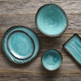 Darrahopens Home & Garden > Decor > Garden Ornaments Bowl Leaf Shape 24cm Sky Blue Glaze