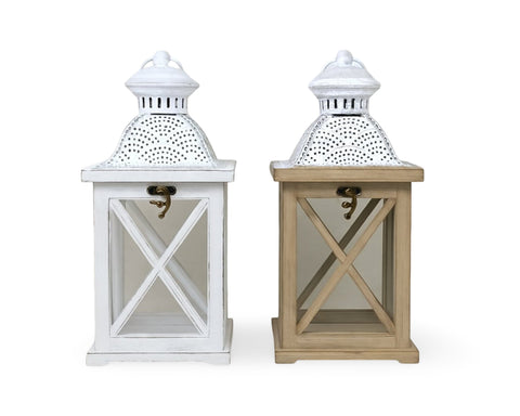 Darrahopens Home & Garden > Decor > Garden Ornaments bulk 4 Wooden Classic Charm Mini Lantern Asst 28cm