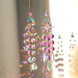 Darrahopens Home & Garden > Decor > Garden Ornaments Colorful Dazzling Celestial Crystal Suncatcher - Moon Shape Rainbow Maker Window Hanging Ornament