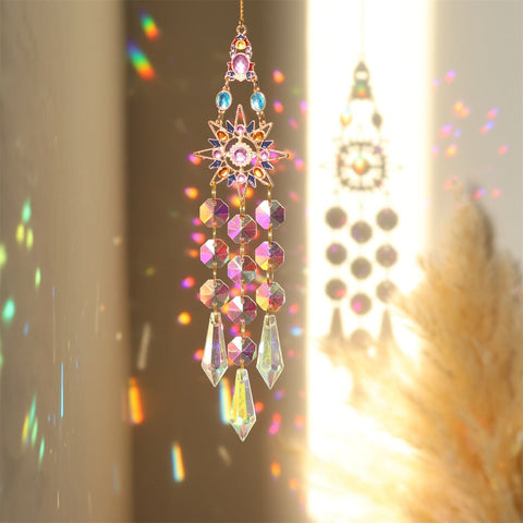 Darrahopens Home & Garden > Decor > Garden Ornaments Colorful Dazzling Celestial Crystal Suncatcher - Moon Shape Rainbow Maker Window Hanging Ornament