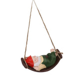 Darrahopens Home & Garden > Decor > Garden Ornaments Dwarf Swing Sculpture Ornaments Resin and Twine Lovely 7.5in Resin Dwarf Swing Sculpture for Patio Lawn Porch Green In Australia - Darrahopens