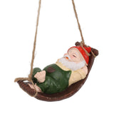 Darrahopens Home & Garden > Decor > Garden Ornaments Dwarf Swing Sculpture Ornaments Resin and Twine Lovely 7.5in Resin Dwarf Swing Sculpture for Patio Lawn Porch Green In Australia - Darrahopens