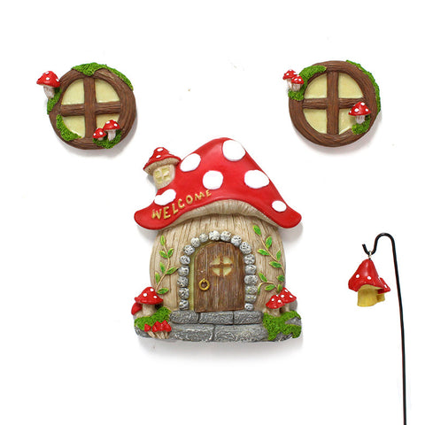 Darrahopens Home & Garden > Decor > Garden Ornaments Enchanting Fairy Garden Mushroom House Set - Whimsical Tree Trunk Decor for Outdoor Gardens