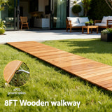 Darrahopens Home & Garden > Decor > Garden Ornaments Gardeon 8FT Wooden Garden Pathway Roll-Out Straight Walkway Outdoor Backyard Brown
