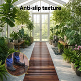 Darrahopens Home & Garden > Decor > Garden Ornaments Gardeon 8FT Wooden Garden Pathway Roll-Out Straight Walkway Outdoor Backyard Charcoal Brown