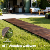 Darrahopens Home & Garden > Decor > Garden Ornaments Gardeon 8FT Wooden Garden Pathway Roll-Out Straight Walkway Outdoor Backyard Charcoal Brown
