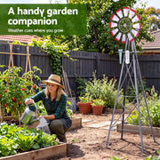 Darrahopens Home & Garden > Decor > Garden Ornaments Gardeon Garden Windmill Metal Weather Station with Rain Gauge 243cm Silver In Australia - Darrahopens