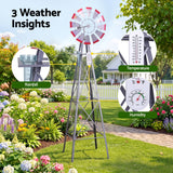 Darrahopens Home & Garden > Decor > Garden Ornaments Gardeon Garden Windmill Metal Weather Station with Rain Gauge 243cm Silver In Australia - Darrahopens
