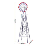 Darrahopens Home & Garden > Decor > Garden Ornaments Gardeon Garden Windmill Metal Weather Station with Rain Gauge 243cm Silver In Australia - Darrahopens