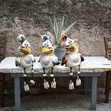 Darrahopens Home & Garden > Decor > Garden Ornaments Green Quirky Resin Rooster Figurine Set (2-Pack) - Novelty Chicken Home Decor Ornaments