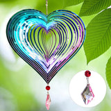 Darrahopens Home & Garden > Decor > Garden Ornaments Metal wind chime, hanging garden decoration, stainless steel, heart pattern, spin with 360° rotating hook, 37x20 cm