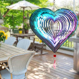 Darrahopens Home & Garden > Decor > Garden Ornaments Metal wind chime, hanging garden decoration, stainless steel, heart pattern, spin with 360° rotating hook, 37x20 cm