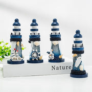 Darrahopens Home & Garden > Decor > Garden Ornaments Mini Wooden Lighthouse Decor - Nautical Ornament with Seabird, 10cm - Marine Decoration in Mediterranean Style
