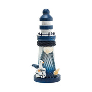 Darrahopens Home & Garden > Decor > Garden Ornaments Mini Wooden Lighthouse Decor - Nautical Ornament with Seabird, 10cm - Marine Decoration in Mediterranean Style