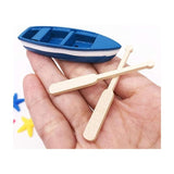 Darrahopens Home & Garden > Decor > Garden Ornaments Miniature Dollhouse Rowing Boats with Oars Mini Fairy Garden Resin Rowing Boat Dollhouse Nautical Ornament
