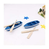 Darrahopens Home & Garden > Decor > Garden Ornaments Miniature Dollhouse Rowing Boats with Oars Mini Fairy Garden Resin Rowing Boat Dollhouse Nautical Ornament