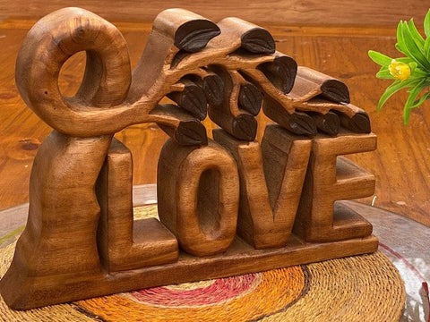 Darrahopens Home & Garden > Decor > Garden Ornaments Mothers day gift Wooden carved LOVE words decoration 33 cm long