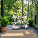 Darrahopens Home & Garden > Decor > Garden Ornaments Movable Metal Plant Stand Garden Cart Indoor/Outdoor Decor