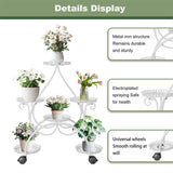 Darrahopens Home & Garden > Decor > Garden Ornaments Movable Metal Plant Stand Garden Cart Indoor/Outdoor Decor