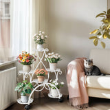 Darrahopens Home & Garden > Decor > Garden Ornaments Movable Metal Plant Stand Garden Cart Indoor/Outdoor Decor