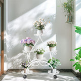 Darrahopens Home & Garden > Decor > Garden Ornaments Movable Metal Plant Stand Garden Cart Indoor/Outdoor Decor