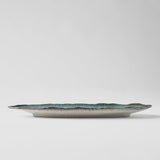 Darrahopens Home & Garden > Decor > Garden Ornaments Plate Leaf Shape 32.5x13.5cm Sky Blue Glaze