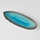 Darrahopens Home & Garden > Decor > Garden Ornaments Plate Leaf Shape 32.5x13.5cm Sky Blue Glaze