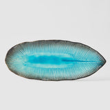 Darrahopens Home & Garden > Decor > Garden Ornaments Plate Leaf Shape 32.5x13.5cm Sky Blue Glaze