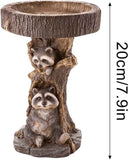 Darrahopens Home & Garden > Decor > Garden Ornaments Raccoon Resin Bird Bath Feeder for Garden Decor, Tree Stump Style Outdoor Bird Feeder, 9.8 x 6.6 x 5.9 in