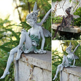 Darrahopens Home & Garden > Decor > Garden Ornaments Resin Sitting Fairy Statue Garden Ornament Porch Sculpture White