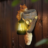 Darrahopens Home & Garden > Decor > Garden Ornaments Retro Squirrel Lantern Solar-Powered Outdoor Wall Light, Solar-Powered with Light Sensor, Outdoor Garden and Courtyard Wall Decor, Balcony and Tree-Mounted Ambiance Night Light, Courtyard Statue and Ornament