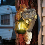 Darrahopens Home & Garden > Decor > Garden Ornaments Retro Squirrel Lantern Solar-Powered Outdoor Wall Light, Solar-Powered with Light Sensor, Outdoor Garden and Courtyard Wall Decor, Balcony and Tree-Mounted Ambiance Night Light, Courtyard Statue and Ornament