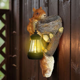 Darrahopens Home & Garden > Decor > Garden Ornaments Retro Squirrel Lantern Solar-Powered Outdoor Wall Light, Solar-Powered with Light Sensor, Outdoor Garden and Courtyard Wall Decor, Balcony and Tree-Mounted Ambiance Night Light, Courtyard Statue and Ornament