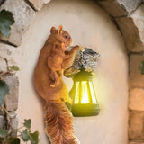 Darrahopens Home & Garden > Decor > Garden Ornaments Retro Squirrel Lantern Solar-Powered Outdoor Wall Light, Solar-Powered with Light Sensor, Outdoor Garden and Courtyard Wall Decor, Balcony and Tree-Mounted Ambiance Night Light, Courtyard Statue and Ornament
