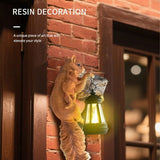 Darrahopens Home & Garden > Decor > Garden Ornaments Retro Squirrel Lantern Solar-Powered Outdoor Wall Light, Solar-Powered with Light Sensor, Outdoor Garden and Courtyard Wall Decor, Balcony and Tree-Mounted Ambiance Night Light, Courtyard Statue and Ornament