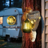 Darrahopens Home & Garden > Decor > Garden Ornaments Retro Squirrel Lantern Solar-Powered Outdoor Wall Light, Solar-Powered with Light Sensor, Outdoor Garden and Courtyard Wall Decor, Balcony and Tree-Mounted Ambiance Night Light, Courtyard Statue and Ornament