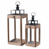 Darrahopens Home & Garden > Decor > Garden Ornaments Set 2 Wooden Rustic Charm Lanterns 49cm