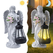 Darrahopens Home & Garden > Decor > Garden Ornaments Solar-Powered Angel Lantern Outdoor Light, Resin Waterproof Garden Decorative Light, Walkway and Lawn Mood Light, Garden Statue Ornament for Ambiance