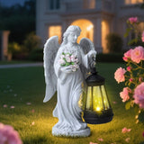 Darrahopens Home & Garden > Decor > Garden Ornaments Solar-Powered Angel Lantern Outdoor Light, Resin Waterproof Garden Decorative Light, Walkway and Lawn Mood Light, Garden Statue Ornament for Ambiance