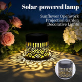 Darrahopens Home & Garden > Decor > Garden Ornaments Solar-Powered Wrought Iron Mandala Pattern Openwork Projection Light, Courtyard and Garden Mood Light, Outdoor Waterproof Wrought Iron Garden Light, Lawn Night Light - 1-Pack