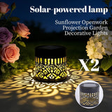 Darrahopens Home & Garden > Decor > Garden Ornaments Solar-Powered Wrought Iron Mandala Pattern Openwork Projection Light, Courtyard and Garden Mood Light, Outdoor Waterproof Wrought Iron Garden Light, Lawn Night Light - 2-Pack