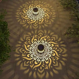 Darrahopens Home & Garden > Decor > Garden Ornaments Solar-Powered Wrought Iron Mandala Pattern Openwork Projection Light, Courtyard and Garden Mood Light, Outdoor Waterproof Wrought Iron Garden Light, Lawn Night Light - 2-Pack