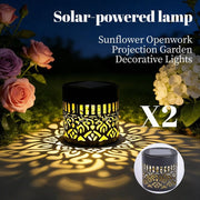 Darrahopens Home & Garden > Decor > Garden Ornaments Solar-Powered Wrought Iron Mandala Pattern Openwork Projection Light, Courtyard and Garden Mood Light, Outdoor Waterproof Wrought Iron Garden Light, Lawn Night Light - 2-Pack