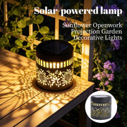 Darrahopens Home & Garden > Decor > Garden Ornaments Solar-Powered Wrought Iron Sunflower-Patterned Openwork Projection Light, Courtyard and Garden Mood Light, Outdoor Waterproof Wrought Iron Garden Light, Lawn Night Light - 1-Pack