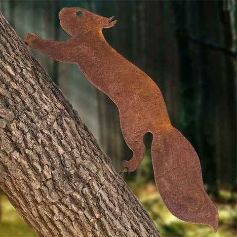 Darrahopens Home & Garden > Decor > Garden Ornaments Tree Squirrel Metal Garden Decoration 30 cm Compatible with Outdoor Decor