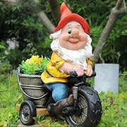 Darrahopens Home & Garden > Decor > Garden Ornaments Whimsical Biking Gnome Garden Statue - Hand-Painted Resin Cycling Dwarf Sculpture for Patio, Lawn, and Outdoor Yard Decor